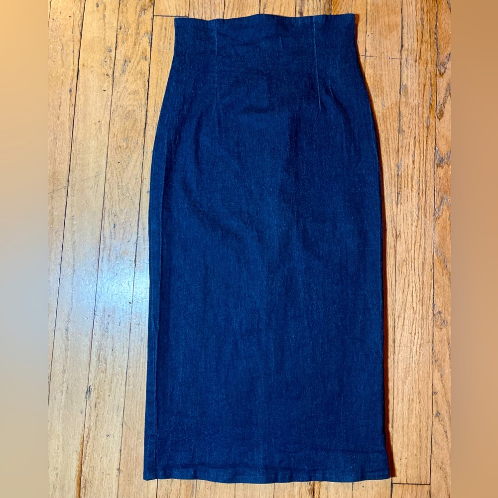 Retro High Waisted Denim Pencil Skirt